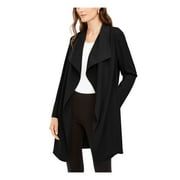 ALFANI Womens Black Wing-collar Draped-front Wear To Work Suit Jacket Petites PS