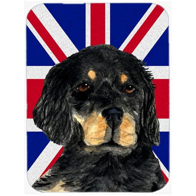 Carolines Treasures SS4957LCB Gordon Setter With English Union Jack British Flag Glass Cutting Board - Large