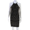 Pre-owned|Xscape Womens Embroidered Beaded Tied Sleeveless Midi Blouson Dress Navy Size 6