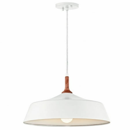 

1 Light Mid Century Modern Metal Shade Pendant Light Fixture-White Finish Bailey Street Home 147-Bel-1788606