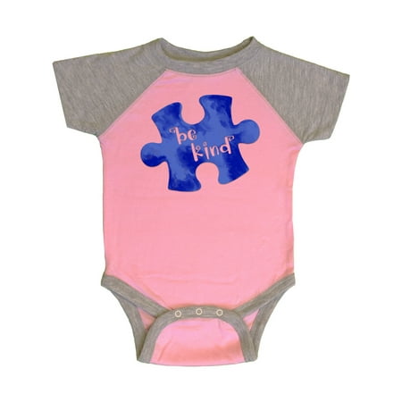 

Inktastic Autism Awareness Be Kind Dark Blue Puzzle Piece Gift Baby Boy or Baby Girl Bodysuit