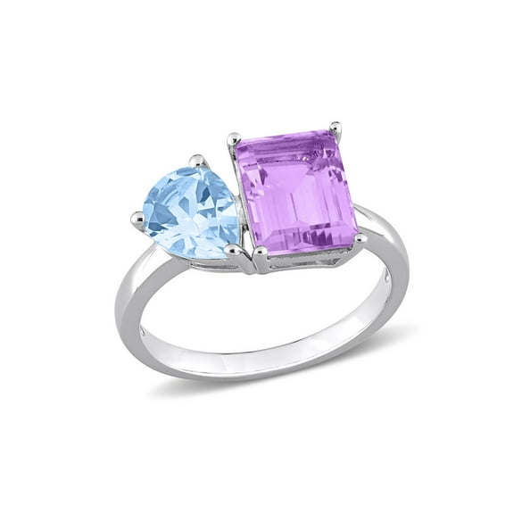 3.65 Carat (Ctw) Sky-Blue Topaz and Pink Amethyst Ring in Sterling Silver for Women