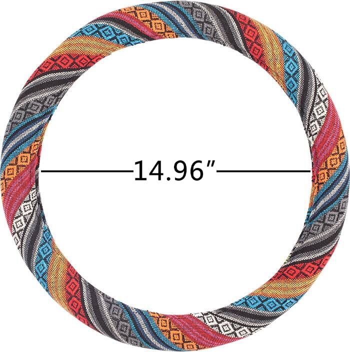 Auto Drive 1 -Piece Boho Car Steering Wheel Cover  Heavy Duty Polyester, Colorful - Universal Fit, 23SWC163