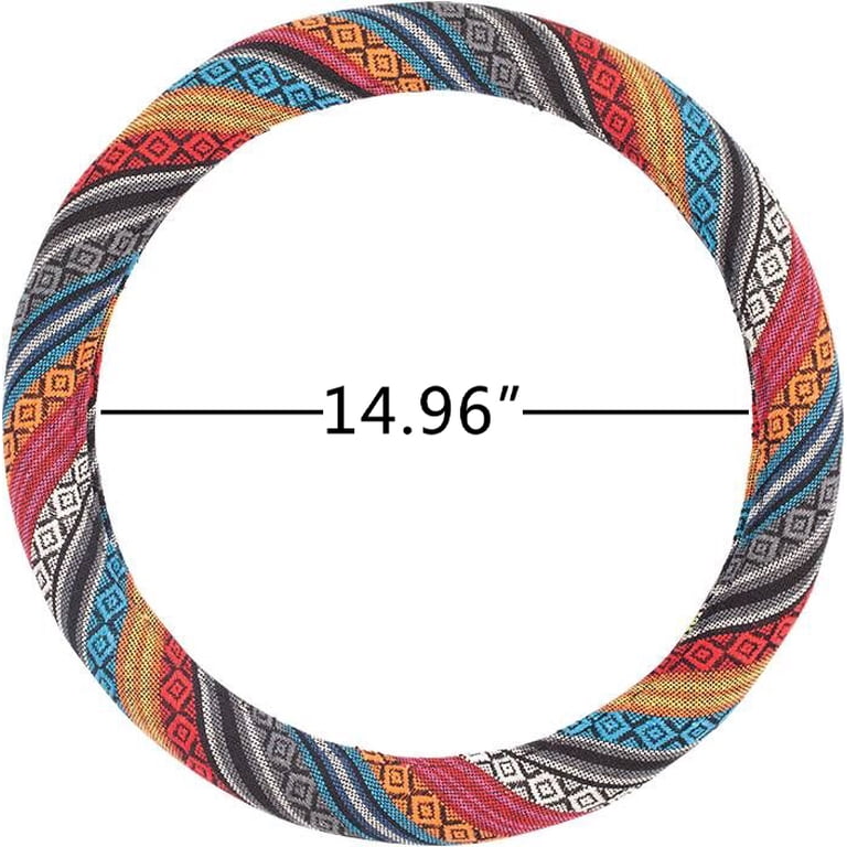 Auto Drive Boho Steering Wheel Cover, Anti-Slip Polyester photo 5