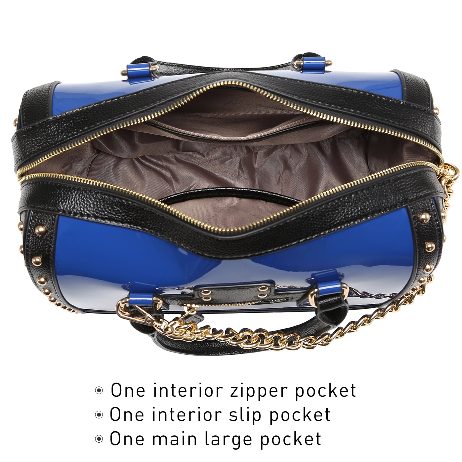 Shiny Patent Faux Leather Handbags Barrel Top Handle Satchel Bag Shoulder Bag for Women