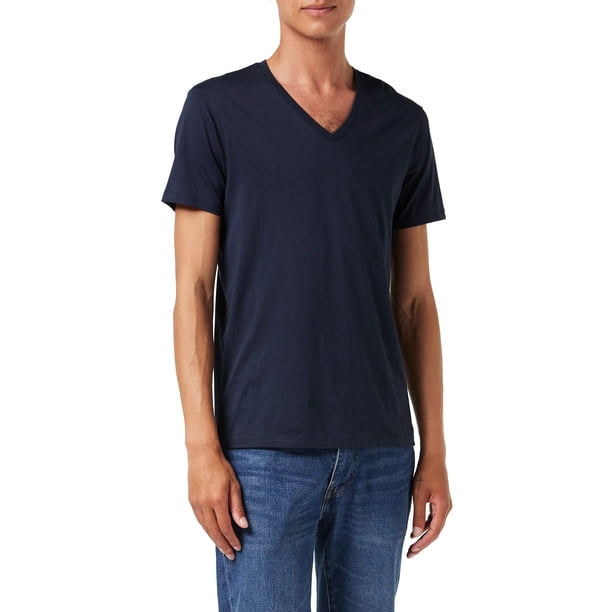 Camiseta A|X Armani Exchange básica Pima con cuello en V para hombre, azul marino