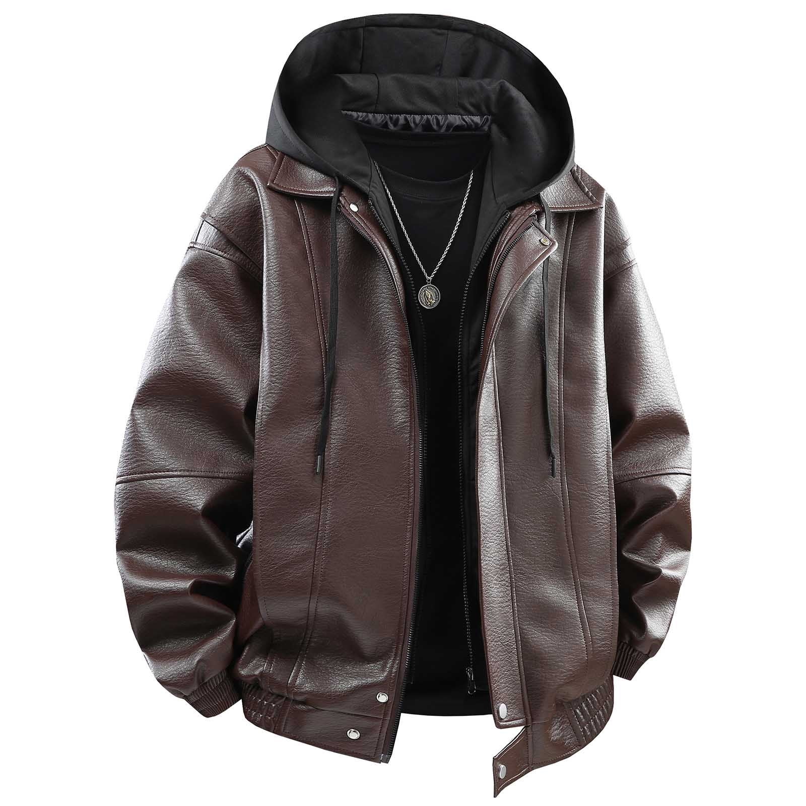 Uootdi Cropped Leather Jacket for Women Vintage Style Motorcycle Bomber Jacket Faux Leather Lapel Neck Zip Up Long Sleeve Coats Fall Going Out Jackets