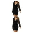 thumbnail image 4 of Qarigey Primavera otoño mujer vestido de manga larga poliéster transpirable estilo Casual cuello en V vestidos de Color sólido regalo de Negro S 2Conjunto, 4 of 6