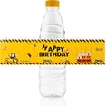 thumbnail image 1 of URROMA 50pcs Engineering Vehicle Pattern Water Bottle Labels, Yellow Happy Birthday Self Adhesive Bottle Stickers for Parties and Birthdays, 1 of 6