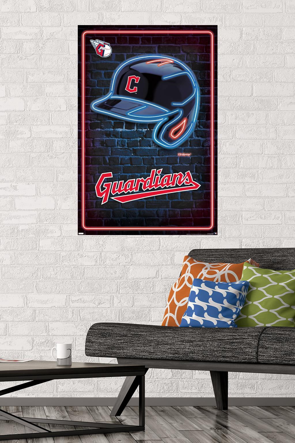 MLB Cleveland Guardians - Neon Helmet 23 Wall Poster, 22.375" x 34"