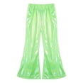thumbnail image 3 of renvena Girls Shiny Metallic Flare Pants Hip Hop Jazz Dance Pants Hippie Bell Bottom Wide Leg Trousers Dancewear, 3 of 7