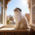 thumbnail image 6 of Arabian Style Pet Headwrap Necklace Set Luxury Cat Dog Costume Turban Gemstone Pet Outfit Fancy Dress Photo Props Party Cosplay Accessories for Cats Dogs Decorative Clothing Set, 6 of 6
