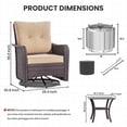 thumbnail image 2 of ALAULM 3PCS Outdoor Conversation Sets with 19" Smokeless Stove, Outdoor Swivel Glider Chair with Glass Top Side Table, Fire Pit Comes with Waterproof Cover and Fire Poker, for Porch Backyard, Sand, 2 of 7