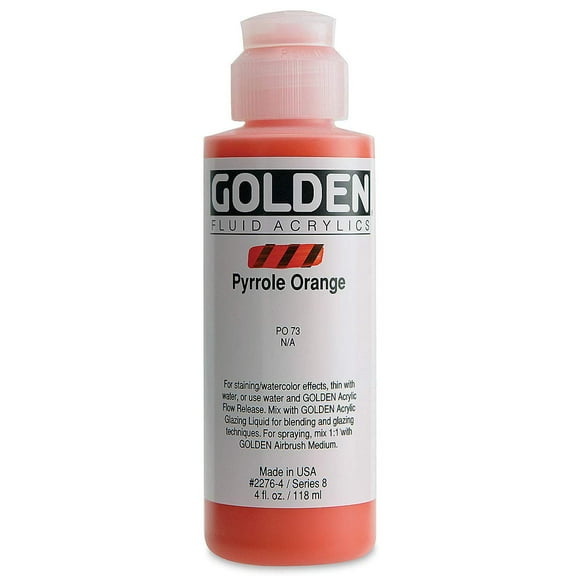 4 Oz Fluid Acrylic Color Paint Color: Pyrrole Orange