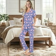 thumbnail image 2 of TSOVTHRID Axolotl Heart Print Pajama Set for Women Soft Short Sleeve Pajama with Long Pants Breathable Nightwear, Size 2XL, 2 of 7