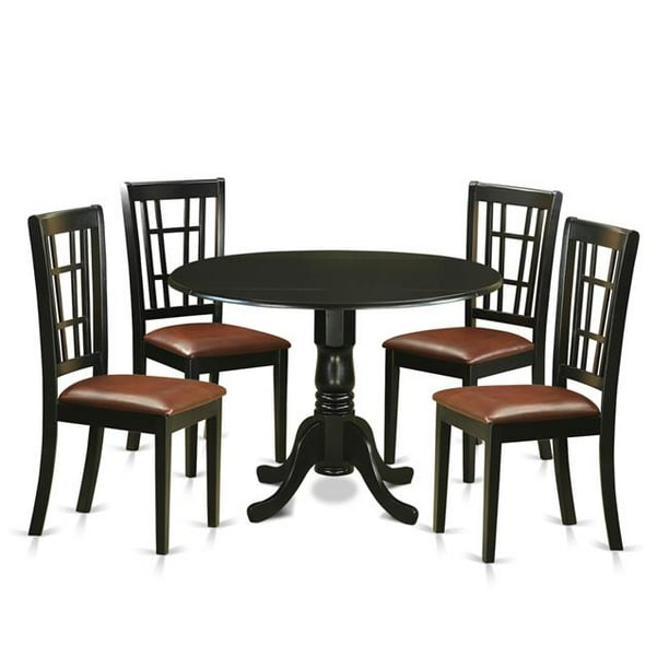 East West Furniture DLNI5BLKLC Dining Room Set Table & 4 Chairs