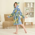 thumbnail image 4 of FORMRS Niños Bathrobe Unisex Hooded Robe Soft Plush Pajamas Sleepwear, Size 4-6T, Green Lemon Plaid, 4 of 7