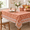 Apricot Rosette Vine (Wine Red)-60" x 60" (Rectangular), variant on Garnet Red Hand Block Print Rectangle Tablecloth 160x72 Inch