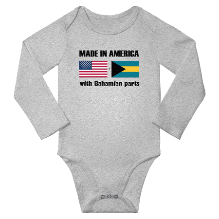 

Made in America With Bahamian Parts Baby Long Sleeve Bodysuit (Gray 12 Months)