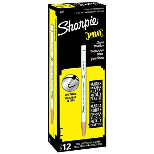 Sharpie PeelOff China Marker, White, 12Count