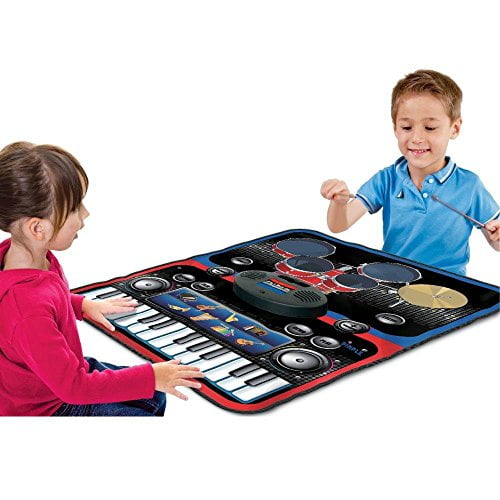 2in1 Functional Drum & Piano Foldable Music Mat with 5 Piece Drum, 2