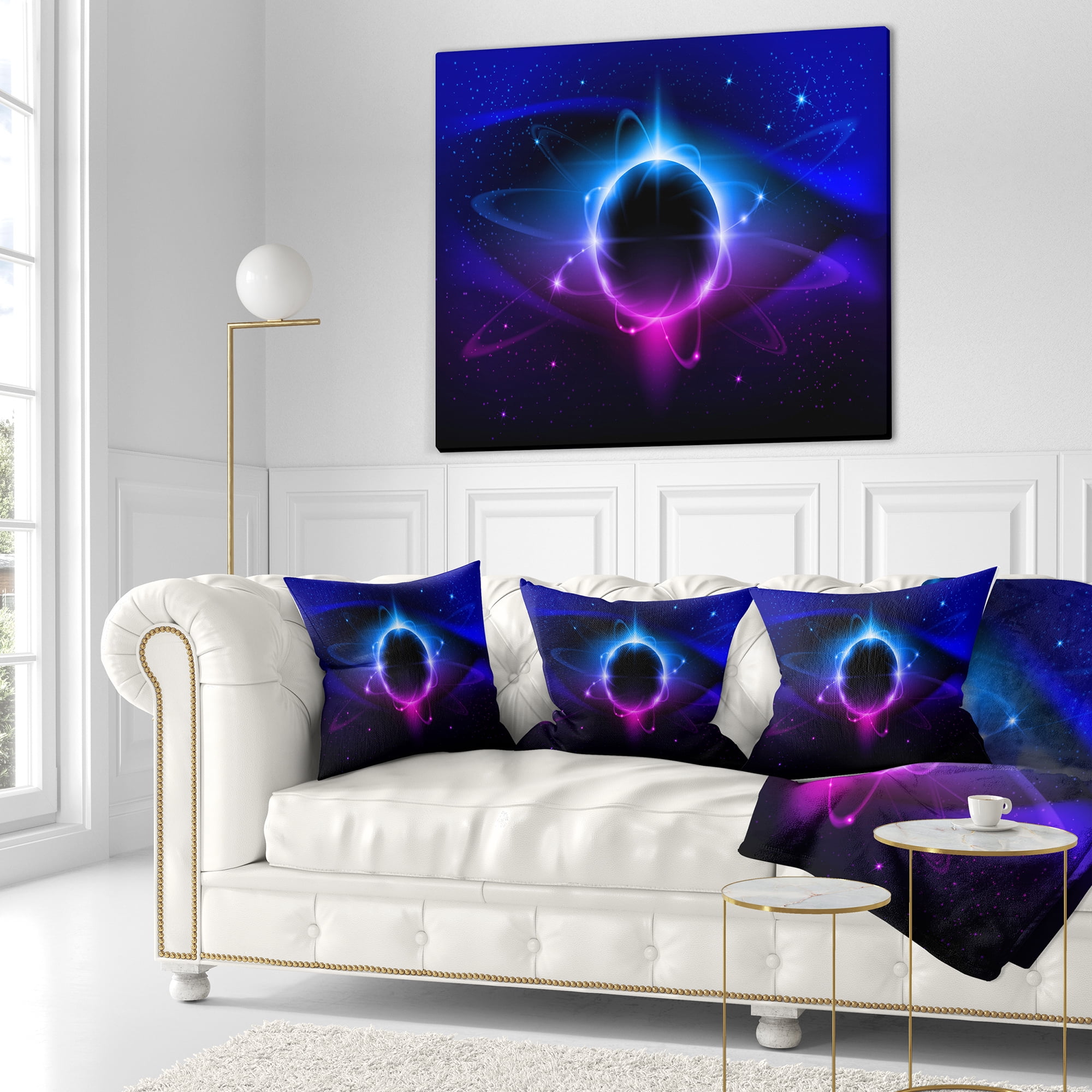 Designart Fractal Black Star - Contemporary Throw Pillow - 18x18