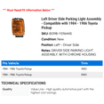 thumbnail image 2 of Left Driver Side Parking Light Assembly - Compatible with 1984 - 1986 Toyota Pickup 1985, 2 of 2