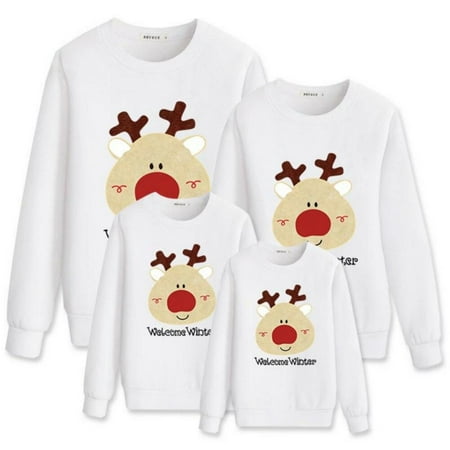 

Elaydool Lovely Big Red Nose Trend Fashion Print Sweatshirt Family Matching Outfits Clothing Cotton Soft Comfortable Long Sleeve Top