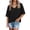 Black, variant on Manxivoo Women V Neck Mid Length Half Sleeve Spliced Basic Loose Pullover TShirts For Summer