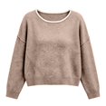 thumbnail image 6 of Goodw7 Contrast Panel Relaxed Pullover, Women's Soft Knit Round Neck Long Sleeve Sweater, Effortlessly Pairs with Various Bottoms for Casual Chic Looks, 6 of 6
