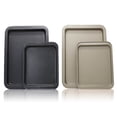 thumbnail image 1 of 2 Pieces Rectangle Baking Pan Cookie Biscuit Pastry Stainless Steel Baking Oven Tray Non-stick Coating, Small, Black, 1 of 9