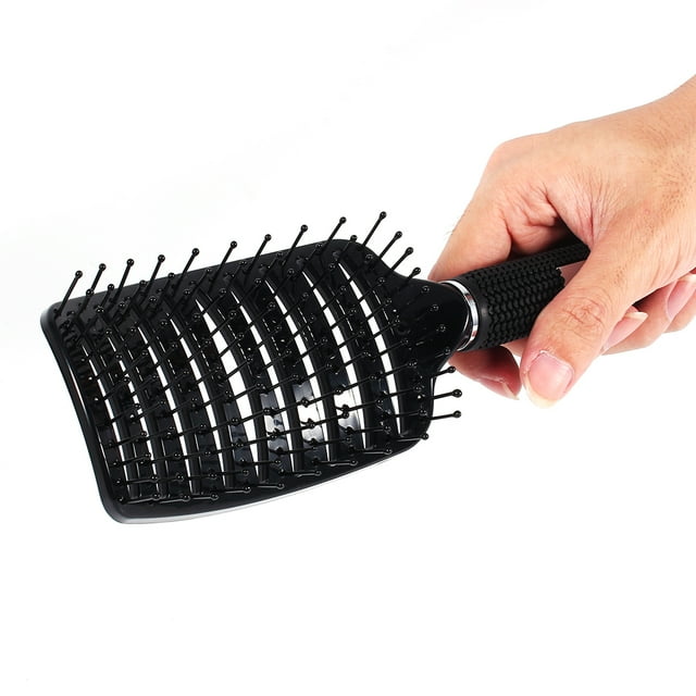 Cepillo Para el cabello NikouMX Curvado Antiestático Profesional Negro 26 cm