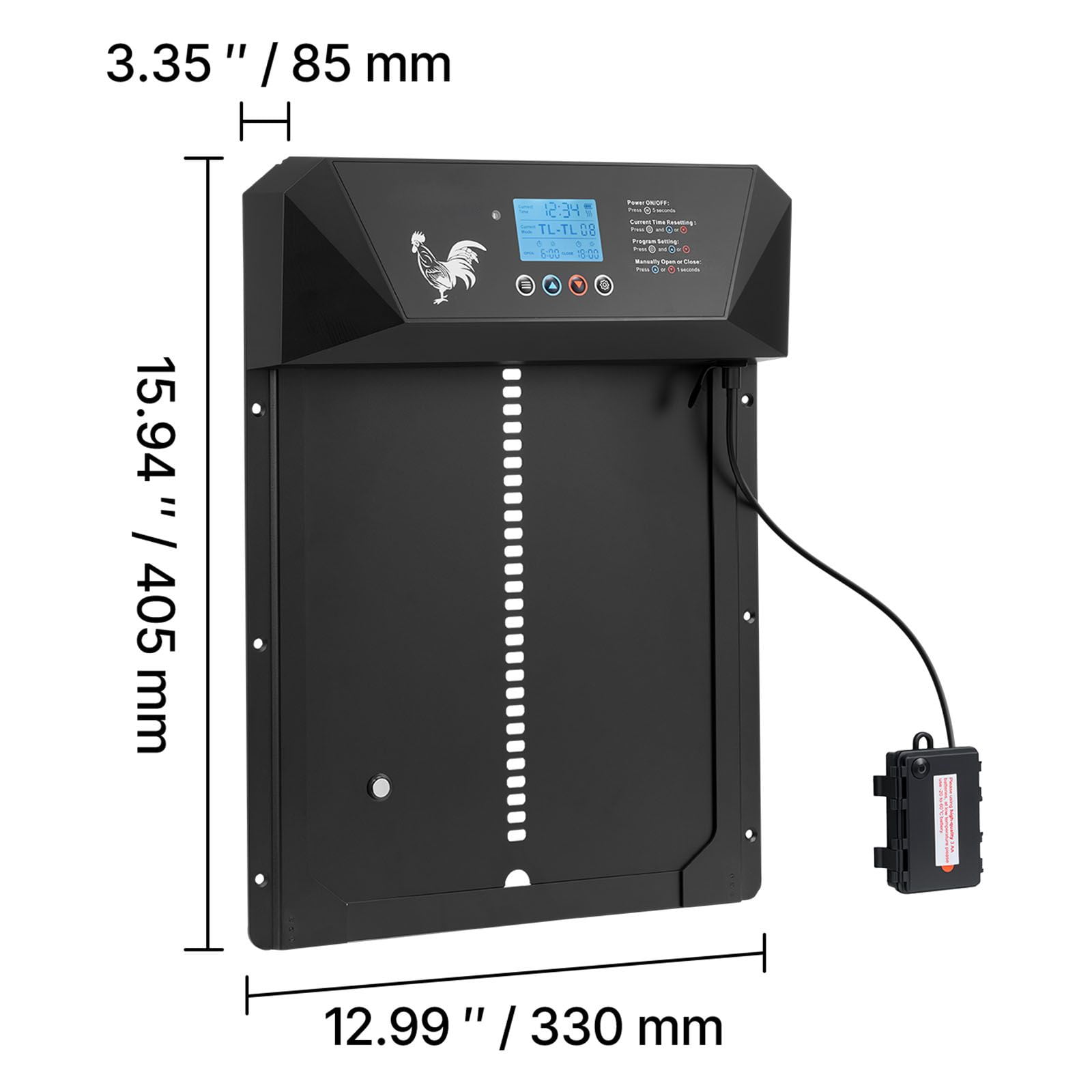 Automatic Chicken Coop Door Light-Sensor/Timer/Remote Modes Anti-Pinch Aluminum Alloy ABS Dual Power for Backyard Coops