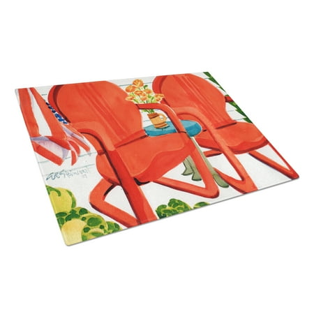 

Caroline s Treasures Red Chairs Patio View Glass Cutting Board Large
