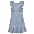thumbnail image 2 of Robe d'Été à Volants Cou Sans Manches Robe Denim Extensible Femmes Mode Mini Robe Bleu M, 2 of 5