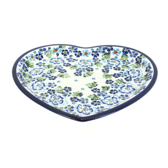 Blue Rose Polish Pottery Vintage Violet Heart Plate