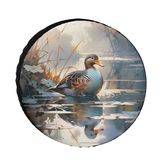 Heavy Duty Spare Tire Cover Mallard Fly Water Waterproof Sun Protection Flying Duck Tire Cover for Fit for SUV Truck Travel Trailer 12inch