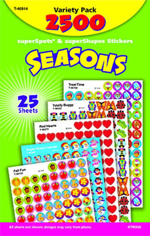 Neon Green, Trend Superspots Neon Smiles Stickers Variety Pack 2500 Smilies 