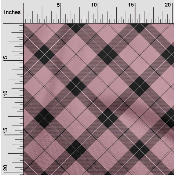 oneOone Polyester Lycra Fabric Tartan Check Fabric Prints By Yard 56 Inch Wide