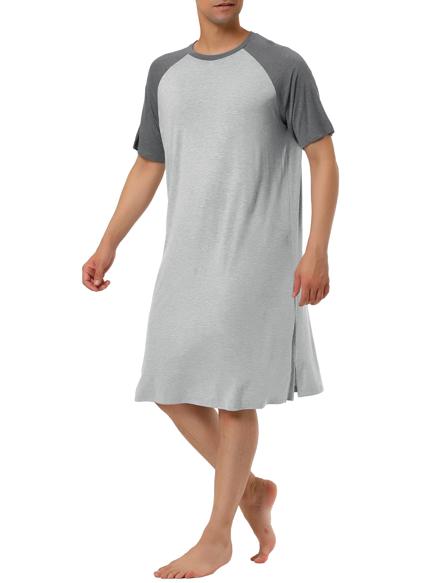 Unique Bargains Men's Nightshirt Raglan Sleeves Lounge Nightgown
