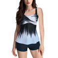 thumbnail image 1 of Fadeal Bathing Suit for Women Women Plus Size Tankini Swimsuits Two Piece Color Block Cutout Flowy Tummy Bathing Suits with Shorts Tankini Swimsuits for Women Light Blue 5XL, 1 of 4