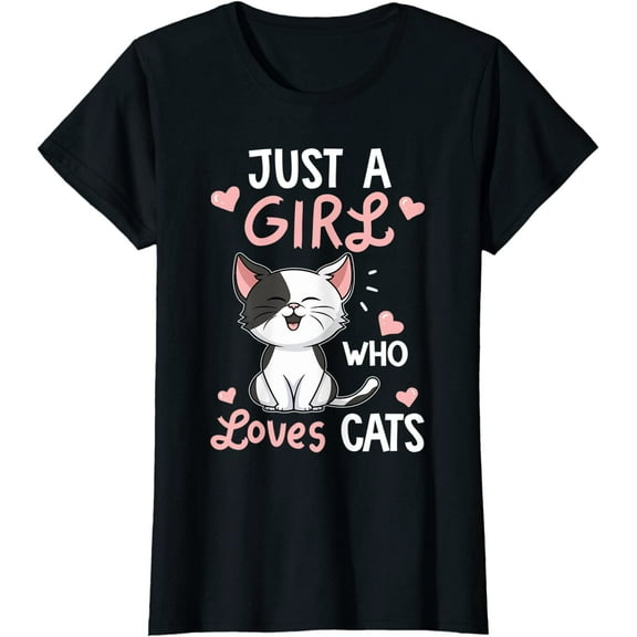Just A Girl Who Loves Cats Tshirt Cute Cat Lover Gifts T-Shirt