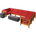 thumbnail image 1 of Thasos Bois 8 Places en Forme de Canapé Sectionnel et Foyer en Teck Rouge/gris Foncé, 1 of 15