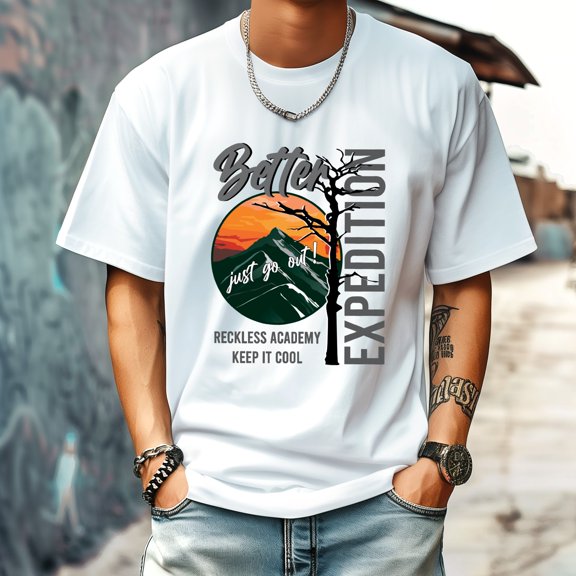 Men's T Shirt Round Neck Patterned Tee Summer New Sports Shirt Vintage Style Gift for Friends XS