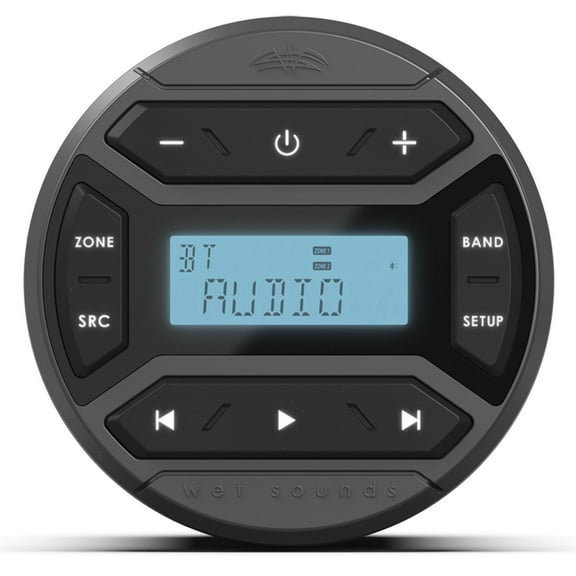 Wet Sounds WS-MC-RND Round Media Center with USB Port, AM/FM, BT, and AUX modes, 25W X 4, Dedicated USB Charging Port