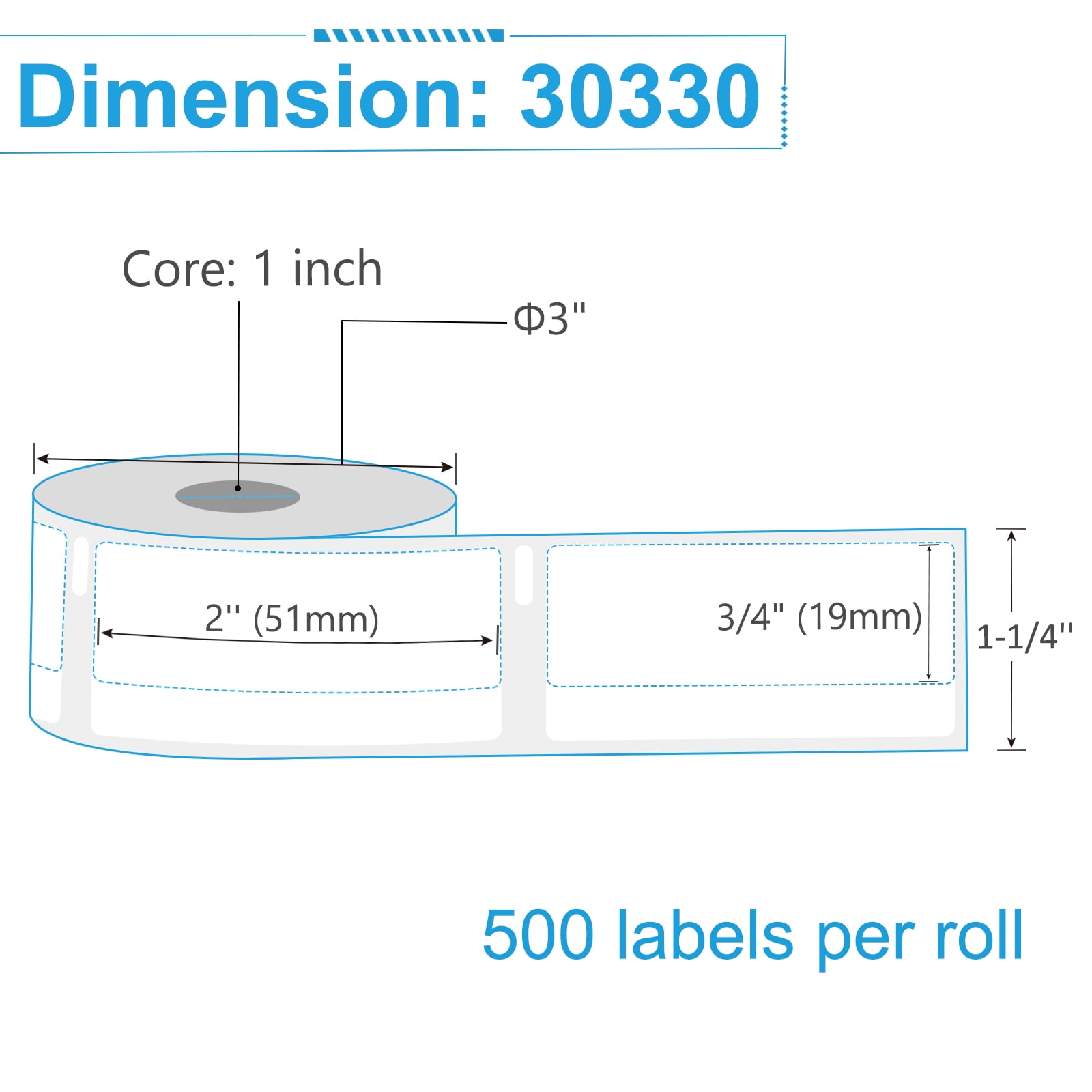 NineLeaf 20 Rolls Compatible for DYMO 30330 3/4 in x 2 in Shipping Address Barcode Direct Thermal Labels, 500 Labels Per Roll
