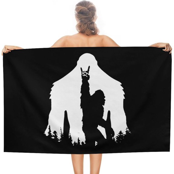 Bigfoot Rock and Roll Beach Towel Oversized Super Absorbent Quick Dry Beach Blanket for Travel Pool Bath 52x32IN