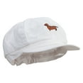 thumbnail image 5 of Dachshund Dog Embroidered Cotton Elastic Big Size Newsboy Cap - White 2XL-3XL, 5 of 5