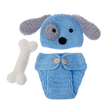 

QUSENLON Newborn Photography Props Crochet Hat Set Jammies Pajamas Cap with Bone