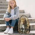 thumbnail image 5 of Jeiento Kids School Backpack 16 Inch Water-Resistant Polyester Backpack with Multiple Organizer Pockets, Forest Leopard Print Lightweight Bookbag for Elementary Students, 5 of 7